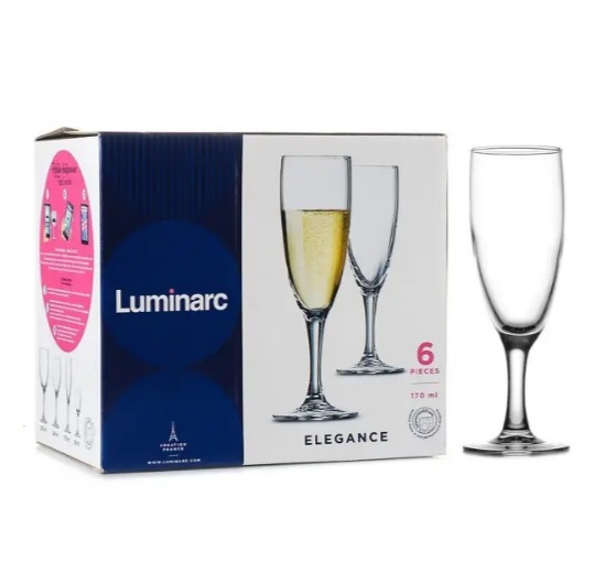 Набор бокалов для шампанского Luminarc "Elegance" 170 мл - 2505/1 ✅ базовая цена 253.97 грн. ✔ Опт ✔ Скидки ✔ Заходите! - Интернет-магазин ✅ Фортуна-опт ✅